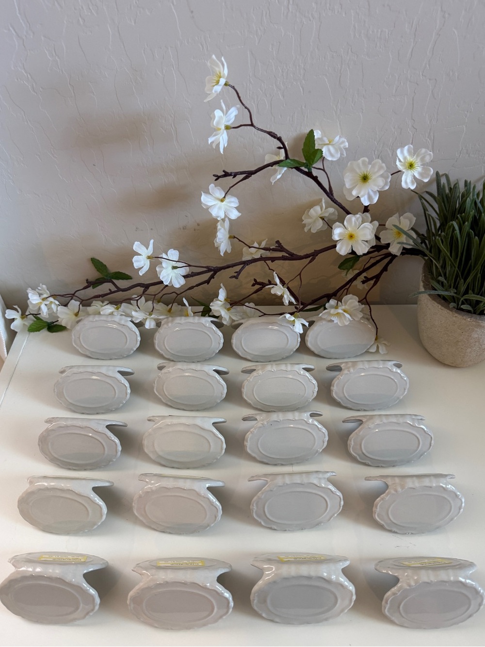 Magnolia Hearth and Hand White Ceramic Name Plate Placecard Wedding Shower Party